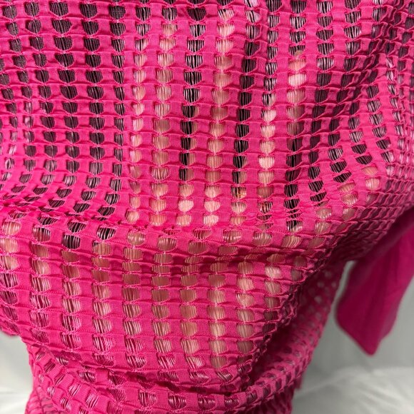 Yest Open Front Cardigan Sheer Design Womens Sz 6 Hot Pink Lightweight Layering - Picture 9 of 11